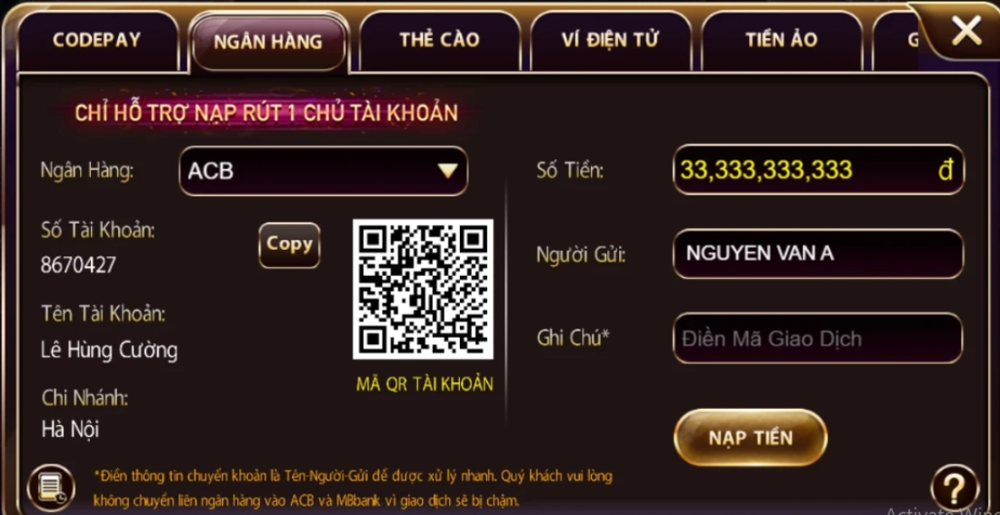 Uy tín trong nạp rút tại Sunwin