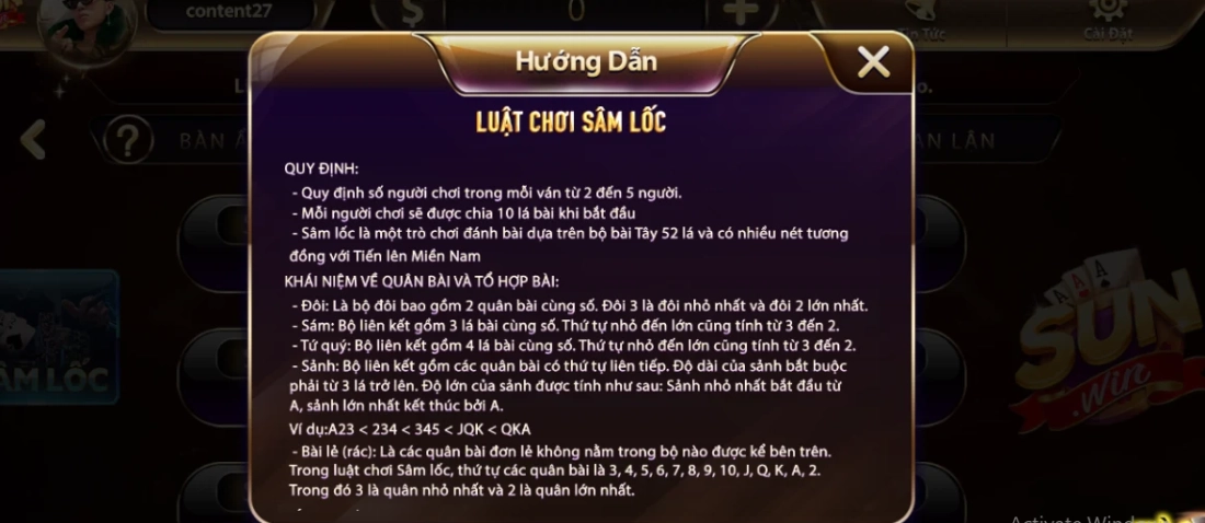 Luật chơi báo làng sâm lốc 